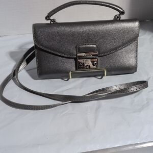 Furla Shimmering Silver Crossbody Bag